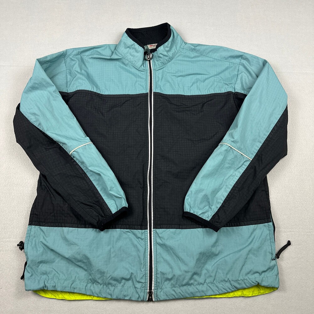 Vintage Nike Jacket Men XL Black Colorblock Windbreaker Clima Fit Packable 90s